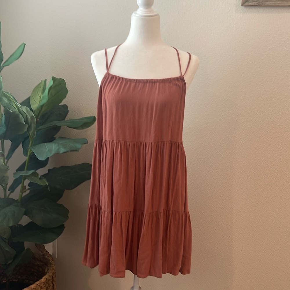 Roxy Dusty Rust Tiered Mini Dress